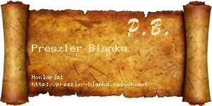 Preszler Blanka névjegykártya